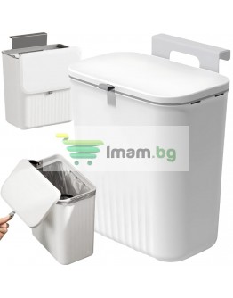 Кош за отпадъци с капак за врата на шкаф 9л